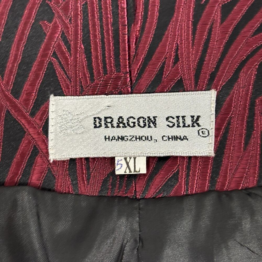 Dragon Silk Jacket Coat Womens Size XL Shanghai China Dark Red Black Vintage - Picture 13 of 16